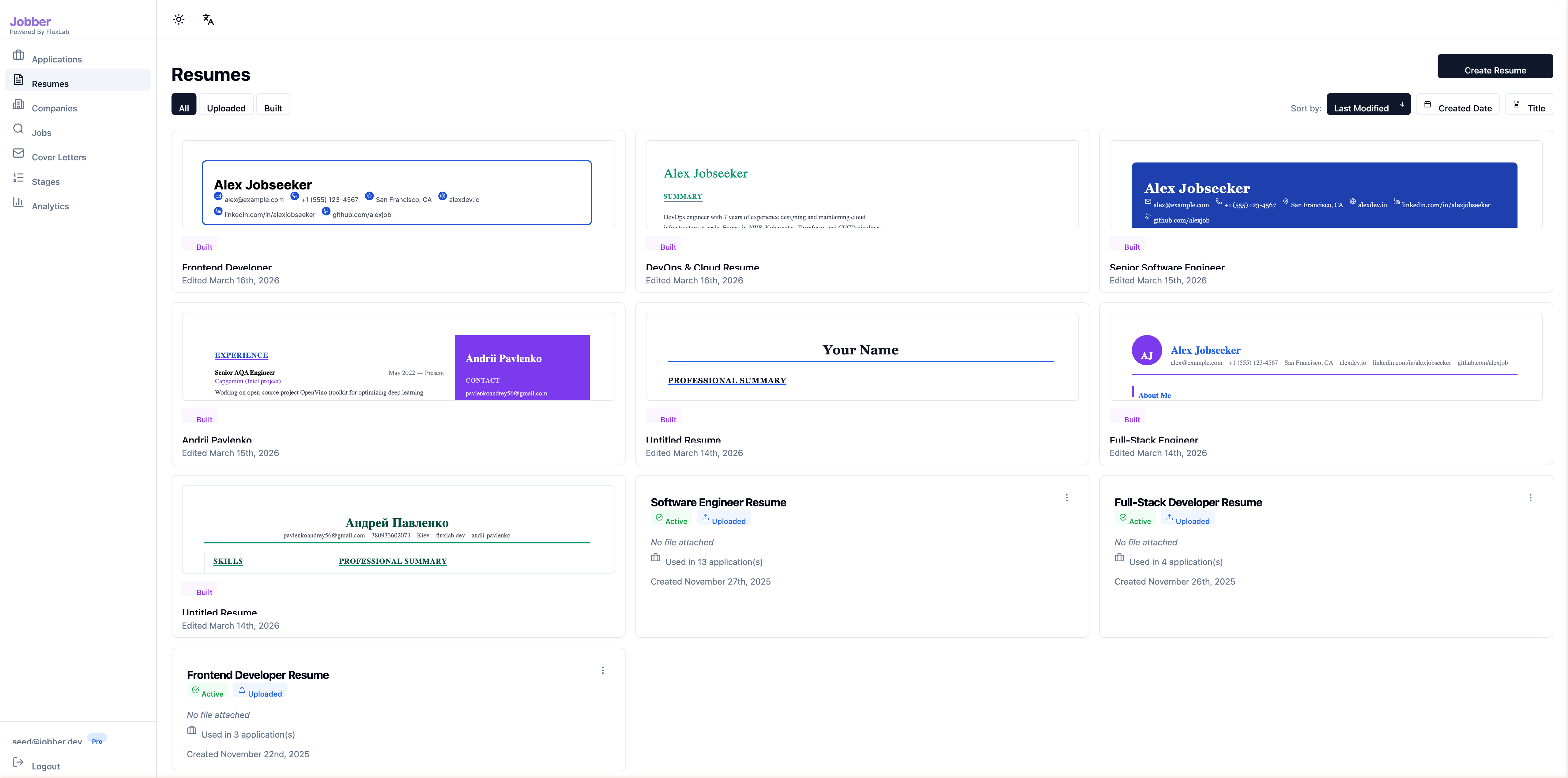 Cursopus resume builder